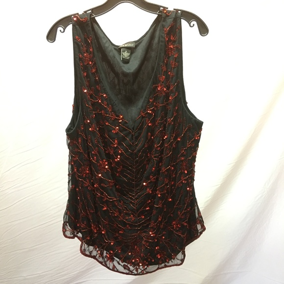 Lane Bryant Tops - Lane Bryant Sequined Top - Red on Black - Size 24